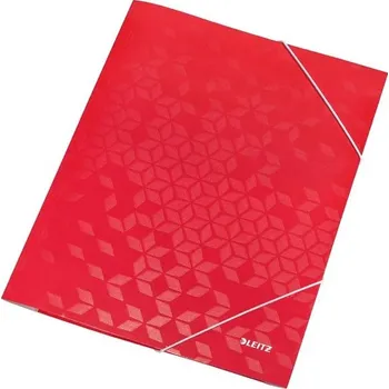 Desky s chlopněmi a gumičkou Leitz WOW - A4, červené, 1 ks