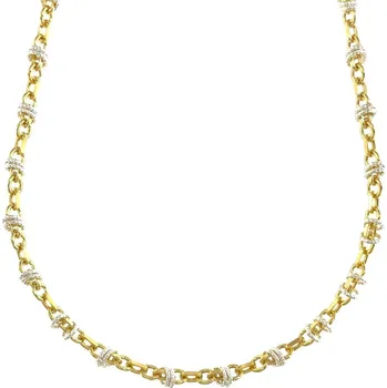 Řetízek Stříbrný pozlacený řetízek zdobený kroužky délka řetízku 50cm