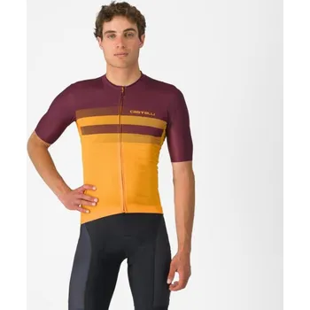 cyklistický dres CASTELLI Cyklistický dres s krátkým rukávem - SIMBOLO - žlutá/bordó 2XL
