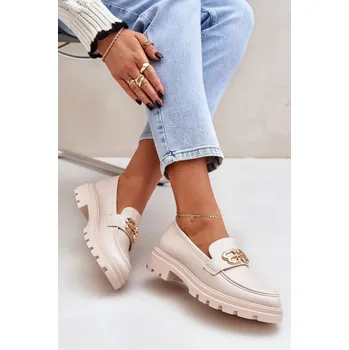 Dámské mokasíny Dámské Mokasíny Se Zlatým Detalem Trionna Barva: Béžová, Velikost: 41