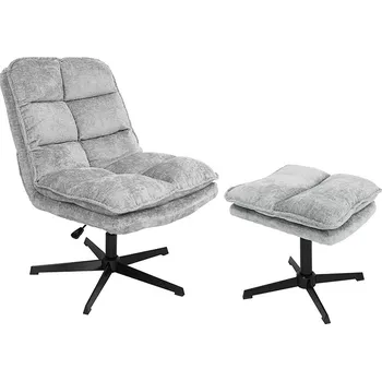 Křeslo Relaxační otočné křeslo KATANIA s podnožkou, světle šedé