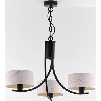 Jupiter 2103 - Lustr na řetězu ARTHUR 3xE27/15W/230V bílá/černá/dekor mramoru