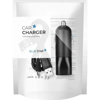 BLUE STAR nabíječka do auta 2A USB A + kabel USB A na Micro USB černý