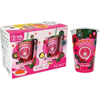 Limonáda O's bubble Boba Bubble Tea Jahoda & Broskev 480ml - 2 pack