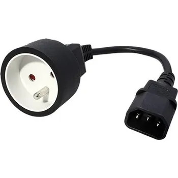 Napájecí kabel Lexi-NET Kabel síťový pro výstup UPS, 230V C14 - CEE 7/5(F), 0,3m, černý (RED230FR/C14) - 19.98.1115