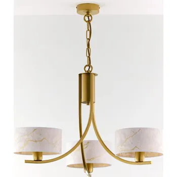 Jupiter 2096 - Lustr na řetězu ARTHUR 3xE27/15W/230V bílá/zlatá/dekor mramoru