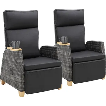 Zahradní sestava TecTake GmbH 406222 ratanové křeslo pescara s hliníkovým rámem, nastavitelným opěradlem - sada 2 kusů