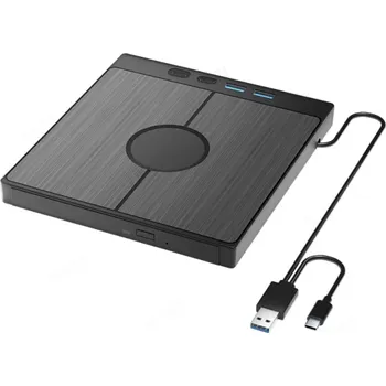 Externí CD/DVD mechanika USB 3.0 a USB-C Slot pro TF a SD kartu Víceportová čtečka Disková jednotka pro Windows Linux Mac OS