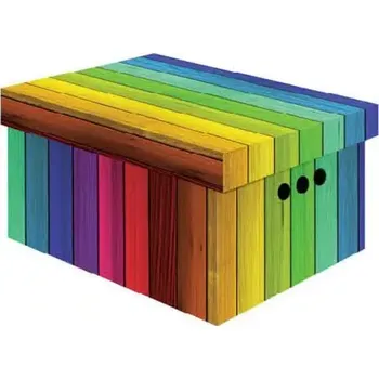 Úložný box Dekorativní krabice Duha A4 úložný box, velikost 33x25x18cm (Krabice Global Home je vyrobena z pevné lepenky a hodí se ideálně k přechovávání různých předmětů jako je oblečení, hračky, knihy a jiné drobnosti. Díky dekorativnímu potisku může být na očích a