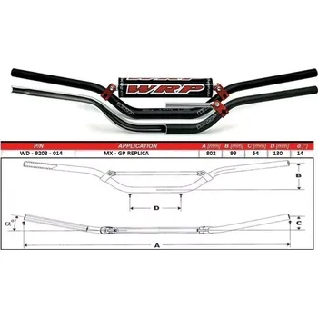 Řídítka WRP řidítka TAPER-X 28.6mm MX-GP Replica - černá