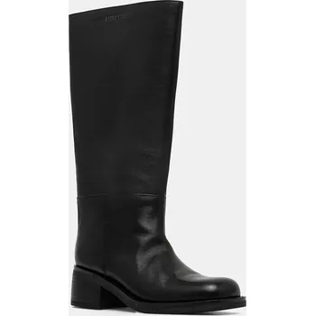 Dámské kozačky Kožené kozačky Patrizia Pepe dámské, černá barva, na podpatku, 2Y0042 L048 K103 2Y0042.L048.K103 99X, EUR 38