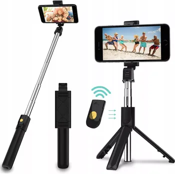 Selfie tyč TELEFONNÍ DRŽITEL, SELFIE TYČ, stativ, tripod, BLUETOOTH / hol27 (Vhodný pro všechny modely. Silné a stabilní uchopení telefonu. Selfie tyč se snadno promění na stativ, který hravě udrží Váš telefon a pořízené snímky tak budou mít maximální ostrost. Sklop