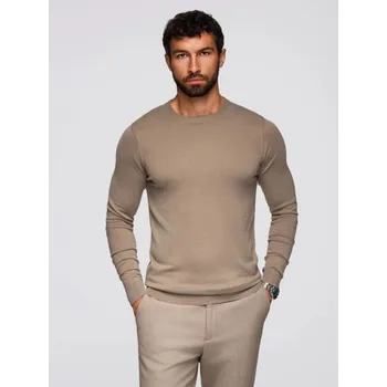 Pánský svetr Ombre Clothing Klasický béžový svetr s kulatým výstřihem V15 SWBS-0106
