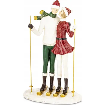 Obraz Vánoční ozdoba Figurka Pár na lyžích Zimní Ona a On Zamilovaní