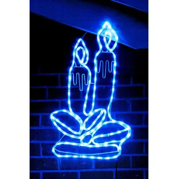 Vánoční osvětlení Svítící vánoční dekorace – Dvě svíčky, 68cm, různé barvy Modrá