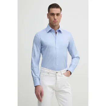 Pánská košile Košile United Colors of Benetton pánská, modrá barva, slim, s klasickým límcem, 5X3LUQ049 05X, vel. L