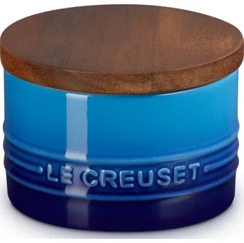 Dóza na potraviny Le Creuset, Kuchyňská dóza Le Creuset s dřevěným víkem, 200 ml, hluboká modrá - Formadore