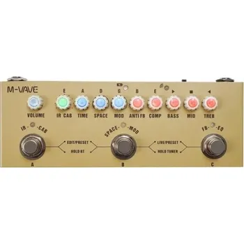 Klasická kytara M-Vave multiefektový pedál pro akustickou kytaru Dobíjecí efektový procesor se simulací a 8 IR skříňkami Kovové tělo