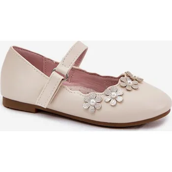 Dívčí baleríny Dětské Baletky S Květinkami Landgia Barva: Béžová, Velikost: 28