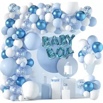 Úložný box Modrá balónová girlanda 130ks na svatbu dívky narozeniny křest (Balónkové girlandy jsou sada balónů k sestavení. Mohou sloužit jako samostatná dekorace nebo jako součást větší kompozice. Balónky lze nafouknout vzduchem nebo héliem. Pokud má girlanda viset