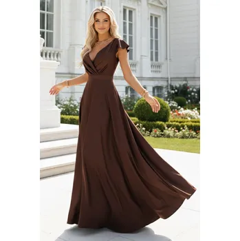 Dámské šaty Numoco Elegantní saténové šaty Clara, Čokoládové Velikost: XS