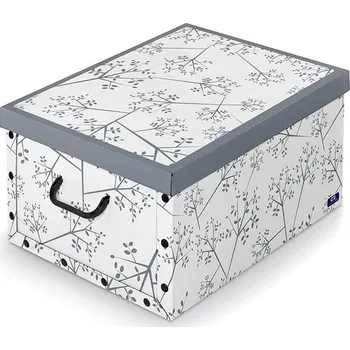 Úložný box Domopak s víkem a držadly, Bon Ton bílý a šedý