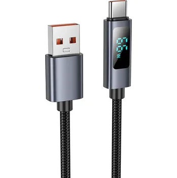 Datový kabel Kabel USB A na USB C Hoco 5A s displejem 1 m X112 černý