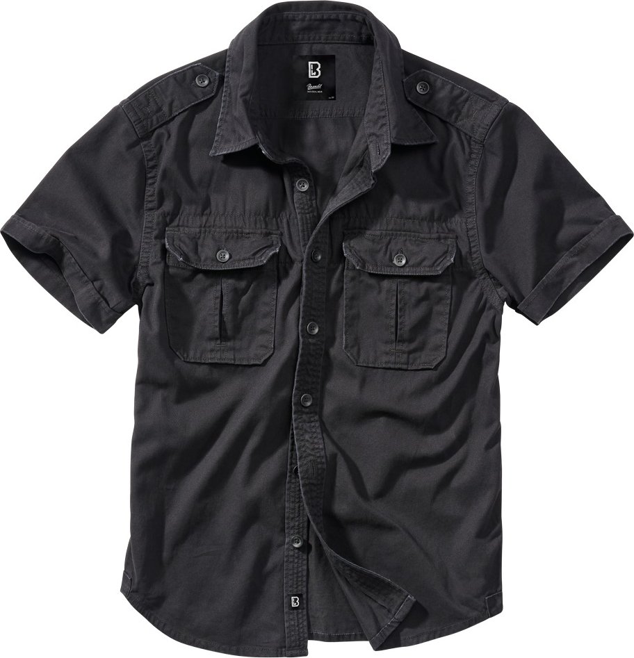 Brandit Košile vintage s krátkým rukávem, černá 4XL