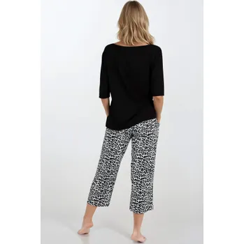 Dámské pyžamo Dámské pyžamo Momenti Per Me Noir Grace - 7/8 kalhoty Zvířecí vzor S