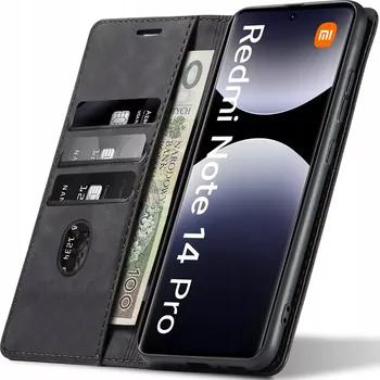 Pouzdro na mobilní telefon Xiaomi Redmi Note 14 Pro 4G, kožené pouzdro s klopkou sheep skin z měkké ovčí kůže - magnetické (LEATHER / Z MĚKKÉ OVČÍ KŮŽE - Stylové flipové kožené pouzdro pro Xiaomi Redmi Note 14 Pro 4G s magnetem, kapsami a stojánkem. Ochrana, funkčnost i elegance v 