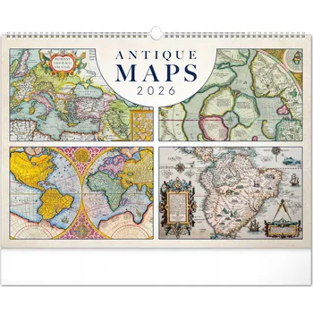 Kalendář NOTIQUE - nástěnný kalendář Staré mapy 2026, 48 × 33 cm