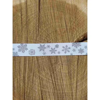 Stuha Bavlněná stuha vločky šíře 15 mm barva bílo šedá