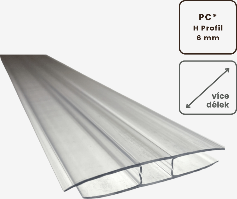 Spojovací PC H profil 6m 6mm Velikost: 2m