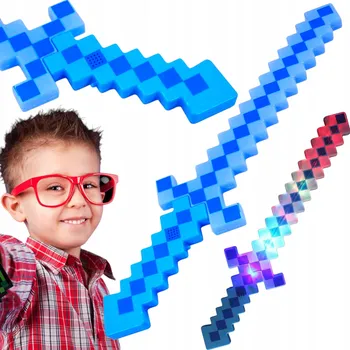 Obraz SVÍTÍCÍ MEČ Z MINECRAFTU VELKÝ DLOUHÝ ZVUKY 61CM PIXELOVÝ PODSVÍCENÝ