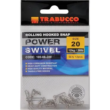 12ks - Karabinka Trabucco s Obratlíkem Rolling Hooked Snap Velikost 20/12kg