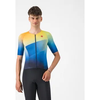 cyklistický dres CASTELLI Cyklistický dres s krátkým rukávem - FREE SPEED 3 RACE TOP - modrá/žlutá