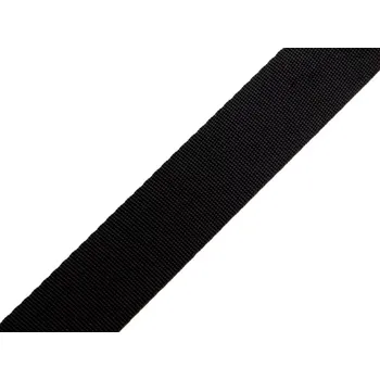 Hladký oboustranný popruh s leskem šíře 25 mm - Černý