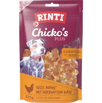 Pamlsek pro psa RINTI Chicko Plus, Sýrové kostky s kuřecím masem 3 × 225 g