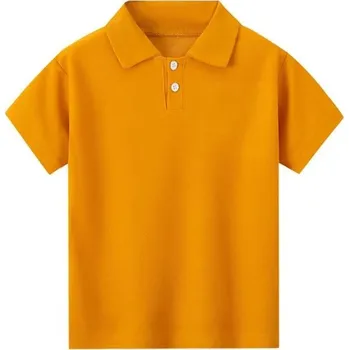 Dívčí košile Dětské polo tričko s krátkým rukávem a límečkem Jednobarevné polyesterové tričko s knoflíčky Ležérní sportovní tričko pro chlapce i dívky oranžová 3