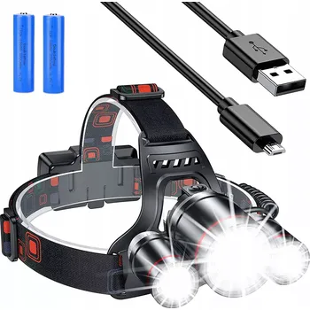 kempingová lampa Čelovka, svítilna 3 x LED T6 CREE dobíjecí baterie s usb portem + usb kabel (Pohybový senzor – aktivovaný gesty, inovativní řešení skvěle funguje, když chceme zapnout nebo vypnout čelovku, aniž bychom museli stisknout vypínač, stačí mávnout rukou vedle se