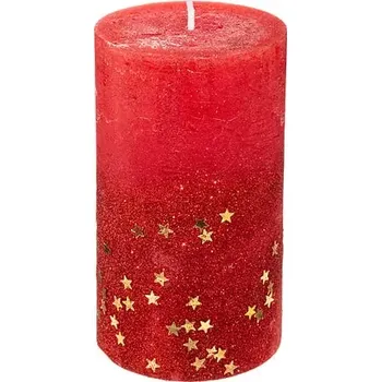 Svíčka Třpytivá válcová svíčka 7 x 12 cm červená