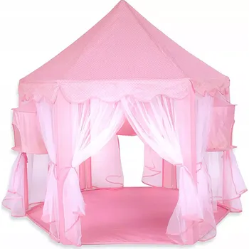 Úložný box DĚTSKÝ STAN DO DOMU A ZAHRADY - RŮŽOVÝ PALÁC S KANOPY (Krásný stan v podobě skládacího šestihranného paláce, který potěší každou malou princeznu. Krásný stan s baldachýnem najde své místo jak v pokoji, tak na terase nebo na zahradě. Stan je velmi velký, t