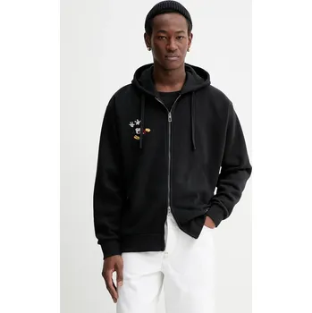 Pánská mikina Mikina Desigual MIXED DISNEY pánská, černá barva, s kapucí, vzorovaná, 25WMSK15 99X, vel. XL