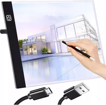 Úložný box Profesionální osvětlené kreslící prkno, LED rýsovací deska 35 x 23,4 x 0,5 cm (Určené k přípravě skic a kreseb na přenosový papír a papír. Deska je extrémně tenká a světlá, formát A4. Je napájen DC 5V USB kabelem (kabel je součástí balení). Díky LED podsv