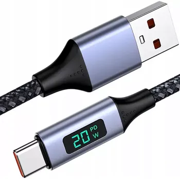 Datový kabel Posíleny nabíjecí datový kabel, konektory: USB - USB 3.1 typ C, délka 1 metr (Dlouhý 1m nabíjecí a datový nylonový kabel ZESÍLENÝ USB KABEL S MĚŘIČEM LED DISPLEJ - STŘÍDAVĚ UKAZUJE MĚŘENÍ NAPĚTÍ A PROUDU PODPOŘA PŘENOSU DAT USB-A - USB-C KONEKTOR DÉLKA 1 