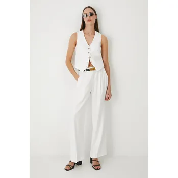 Dámské kalhoty Kalhoty Medicine dámské, bílá barva, široké, high waist RW25.SPD200 00X, vel. L