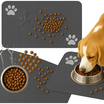 Miska pro psa Podložka pod misku pro psa a kočku TSG-496, voděodolná silikonová podložka 40 x 30 cm