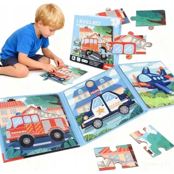 Puzzle 3V1 MAGNETICKÉ PUZZLE Skládačka pro děti ve tvaru vozidla 12-16-20 KS