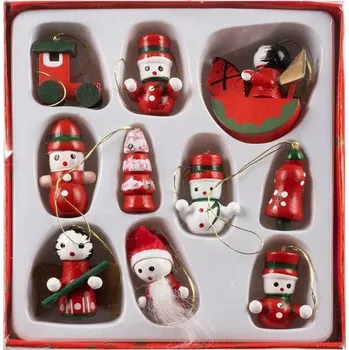 Vánoční ozdoba Vánoční dřevěné ozdoby/přívěsky na stromeček 10 ks
