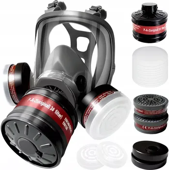 Úložný box Profesionální celoobličejová plynová maska s filtry 7800 – ochrana proti prachu, plynům a chemikáliím + 10x filtry (Profesionální plynová maska proti prachu, plynům a chemikáliím (velikost univerzální) poskytuje maximální ochranu dýchacích cest, očí i obl